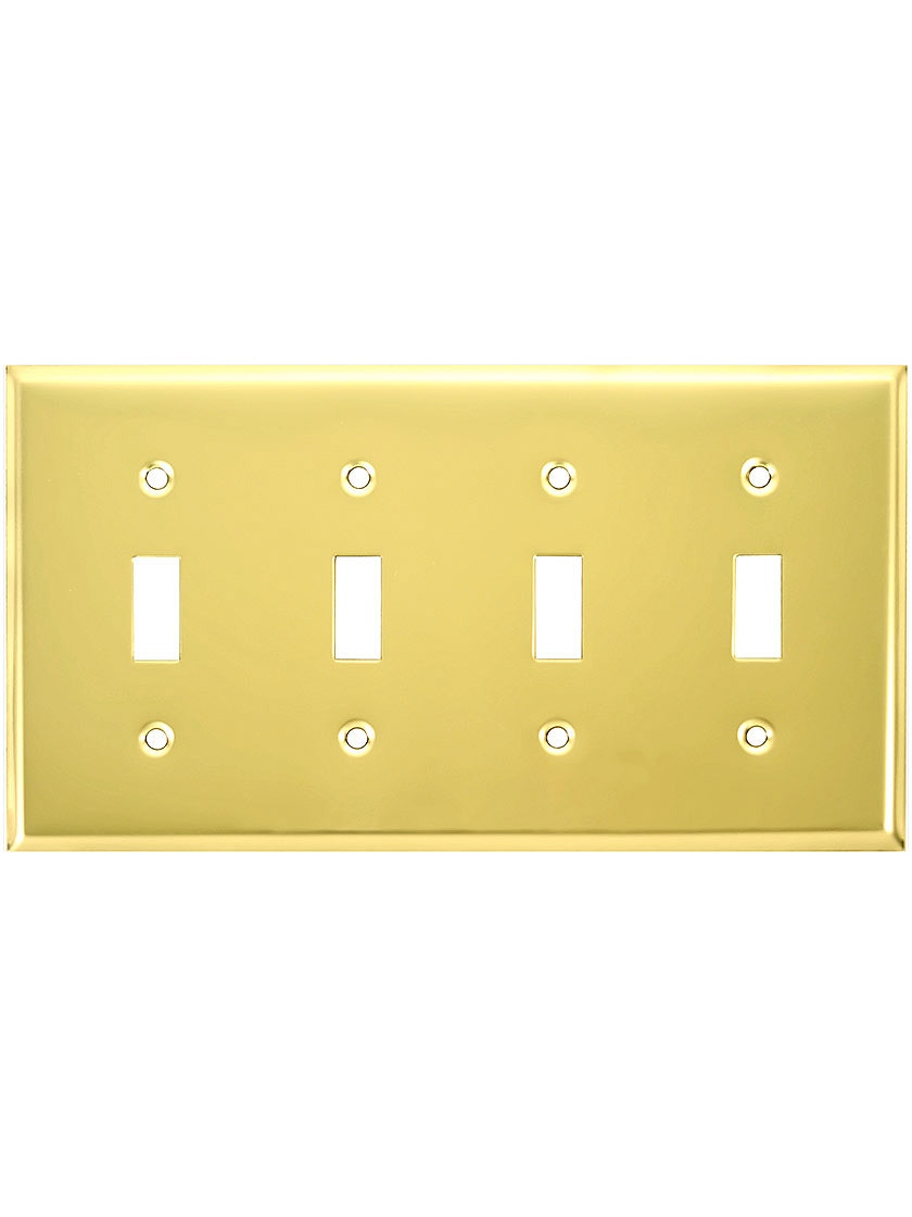 Classic Four Gang Toggle Switch Plate In Pressed Brass or Steel House
