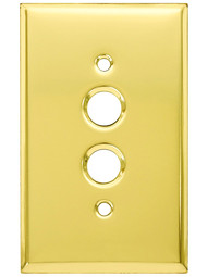 Classic Push Button Switch Plate In Pressed Brass or Steel