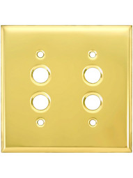 Classic Double Gang Push Button Switch Plate In Pressed Brass or Steel