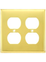 Classic Double Duplex Cover Plate In Pressed Brass or Steel