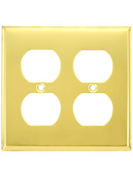Classic Double Duplex Cover Plate In Pressed Brass or Steel