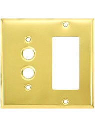 Classic Combo Push Button Switch / GFI Cover Plate In Pressed Brass or Steel