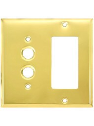 Classic Combo Push Button Switch / GFI Cover Plate in Pressed Brass or Steel