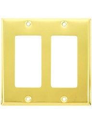 Classic Double Gang GFI Cover Plate In Pressed Brass or Steel