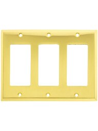 Classic Triple Gang GFI Cover Plate In Pressed Brass or Steel