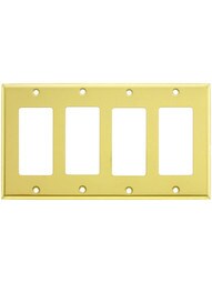 Classic Four Gang GFI Cover Plate In Pressed Brass or Steel