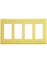 Classic Four Gang GFI Cover Plate In Pressed Brass or Steel