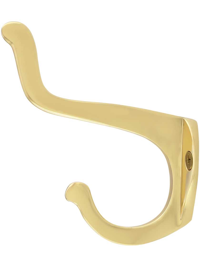 Alternate View of Traditional Forged Brass Coat Hook With Choice of Finish