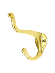 Traditional Forged Brass Coat Hook With Choice of Finish