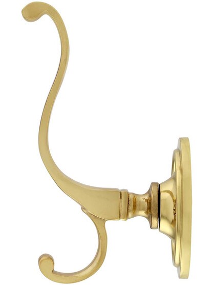 Alternate View of Premium Forged Brass Double Hook With Classic Rosette