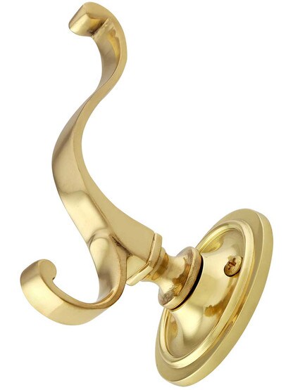 Alternate View 2 of Premium Forged Brass Double Hook With Classic Rosette