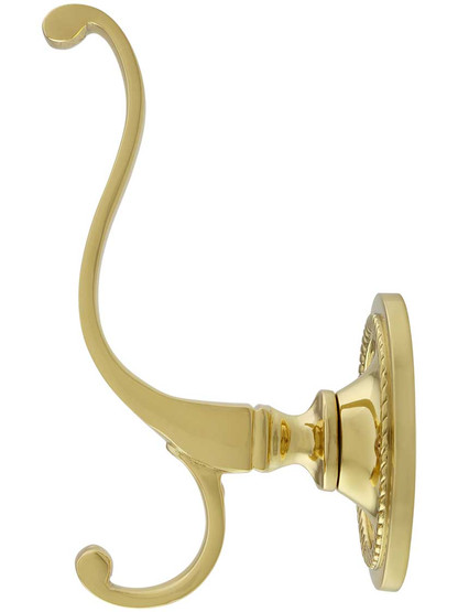 Alternate View of Premium Forged Brass Double Hook With Rope Rosette