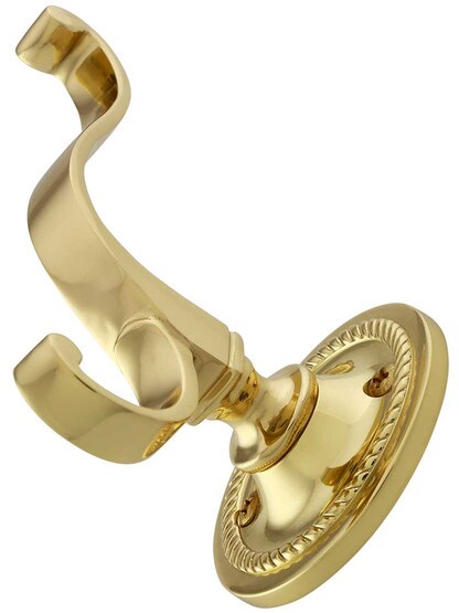 Alternate View 2 of Premium Forged Brass Double Hook With Rope Rosette