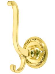 Premium Forged Brass Double Hook With Rope Rosette