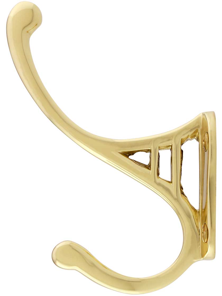 Alternate View of Victorian Harp Style Brass Hook With Choice of Finish