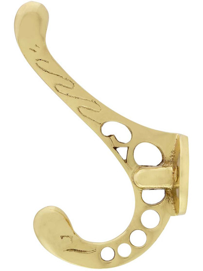 Alternate View of Victorian Perforated Brass Hook With Choice of Finish