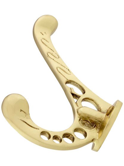 Alternate View 2 of Victorian Perforated Brass Hook With Choice of Finish