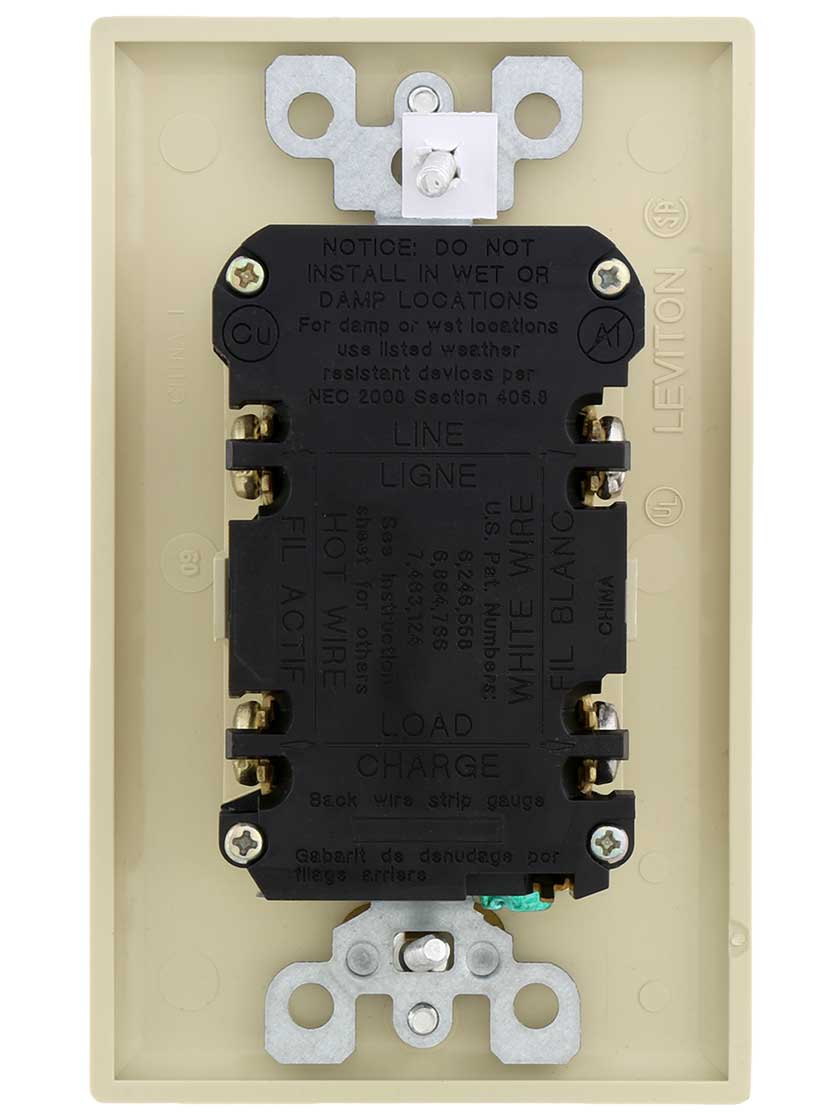 Alternate View of Leviton Standard GFCI Outlet / Receptacle