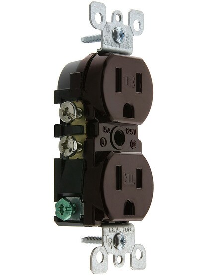 Leviton Tamper Resistant Duplex Receptacle in Brown.
