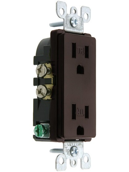 Leviton Tamper Resistant Decora Duplex Outlet in Brown.