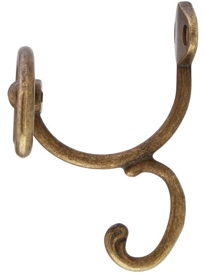 Alternate View of Hat and Coat Hook in Aged Brass.