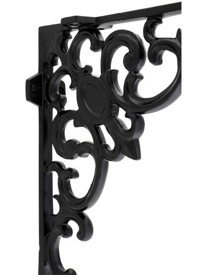 Alternate View 2 of Ornate Fleur De Lis Shelf Bracket In Matte Black - 9 3/8 inch x 9 3/8 inch.