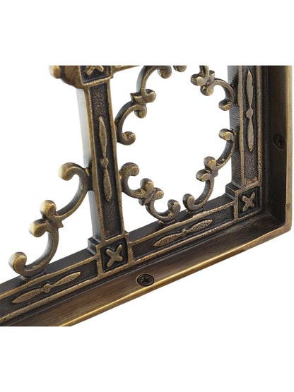 Alternate View 2 of Brass Gothic-Style Shelf Bracket in Antique-By-Hand - 9 1/4 inch x 6 3/4 inch.