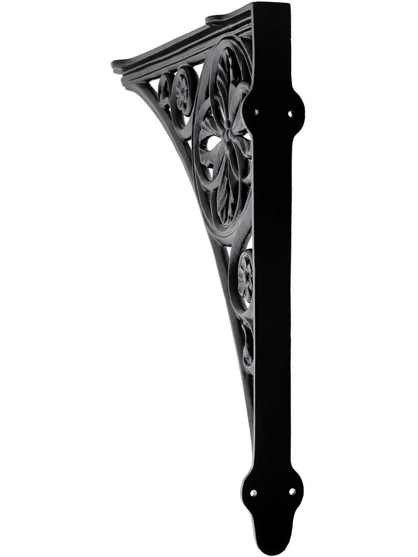 Alternate View of Large Rosette Design Iron Shelf Bracket - 15 1/2 inch x 15 1/2 inch