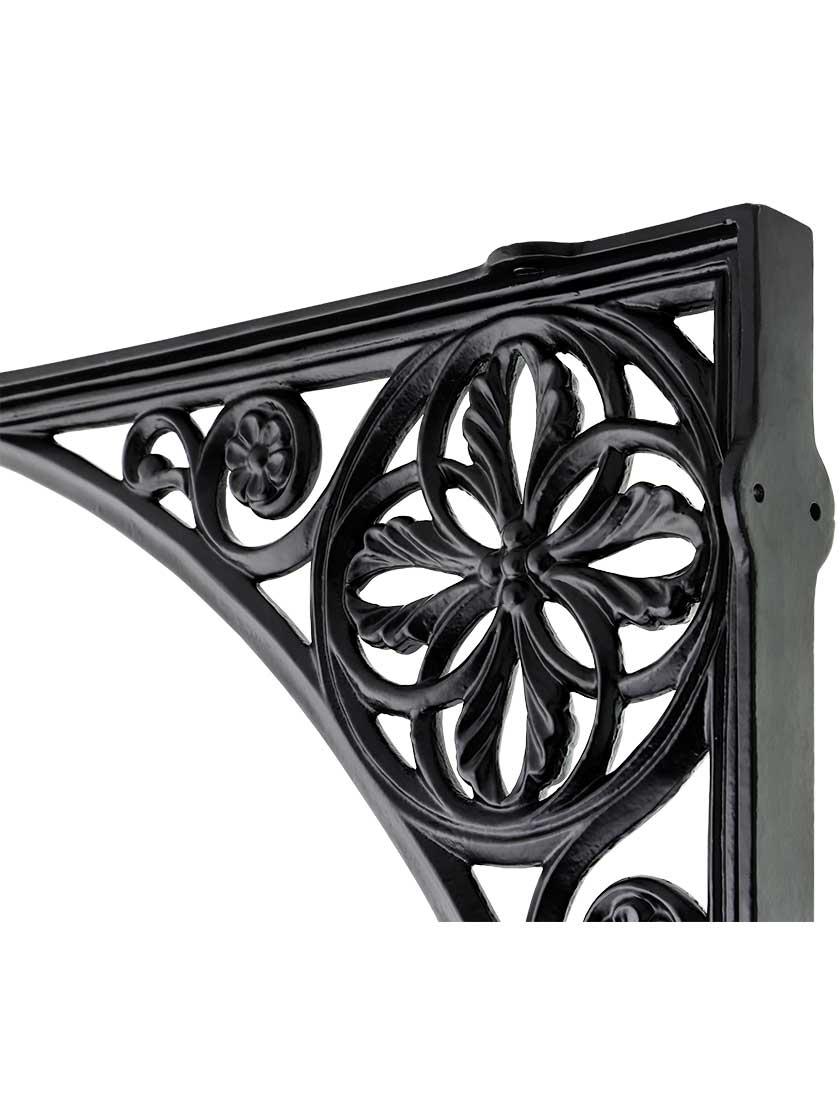 Alternate View 2 of Large Rosette Design Iron Shelf Bracket - 15 1/2 inch x 15 1/2 inch