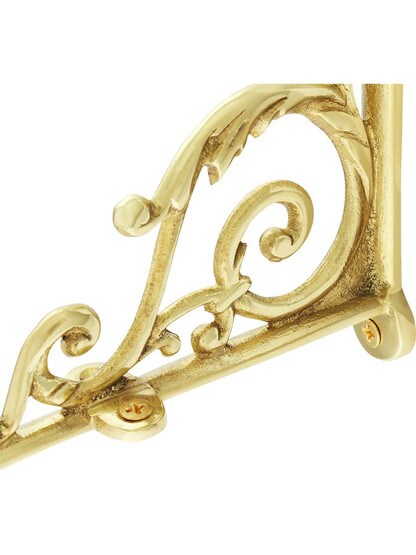 Alternate View 2 of Small Brass Scroll Shelf Bracket - 3 11/16 inch x 4 15/16 inch.