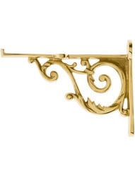 Small Brass Scroll Shelf Bracket - 3 11/16" x 4 15/16"