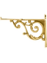 Small Brass Scroll Shelf Bracket - 3 11/16" x 4 15/16"