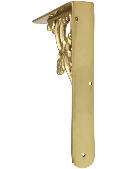 Alternate View of Ornate Brass Shelf Bracket - 5 3/4 inch X 6 1/4 inch.