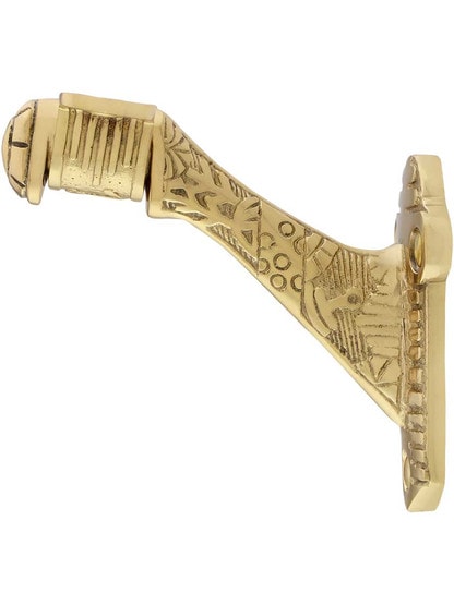 Alternate View of Cast Brass Handrail Bracket With Windsor Pattern.