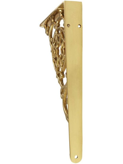 Alternate View of Brass Victorian-Style Shelf Bracket - 5 7/8 inch x 7 7/8 inch.