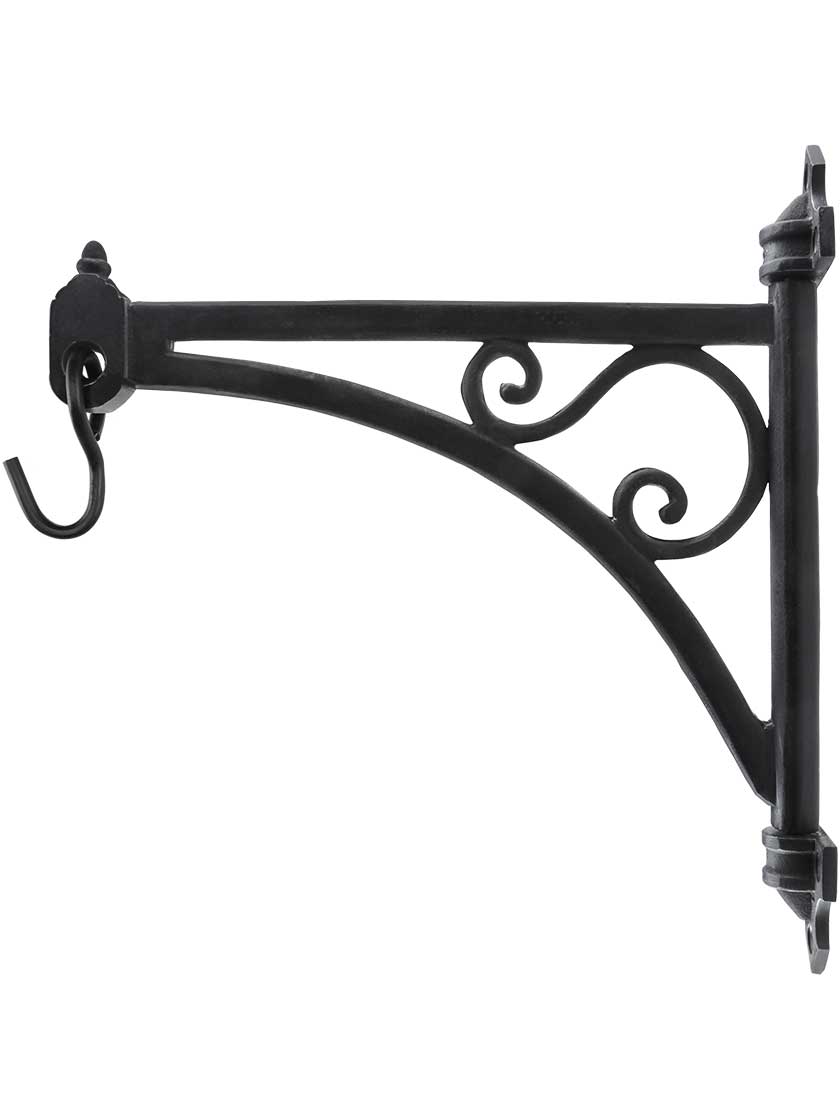 Cast Iron Swing-Arm Plant Hanger in Natural Black