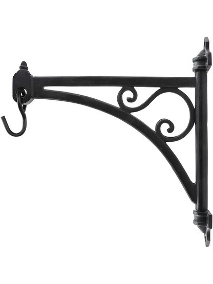 Alternate View of Cast Iron Swing-Arm Plant Hanger in Natural Black.