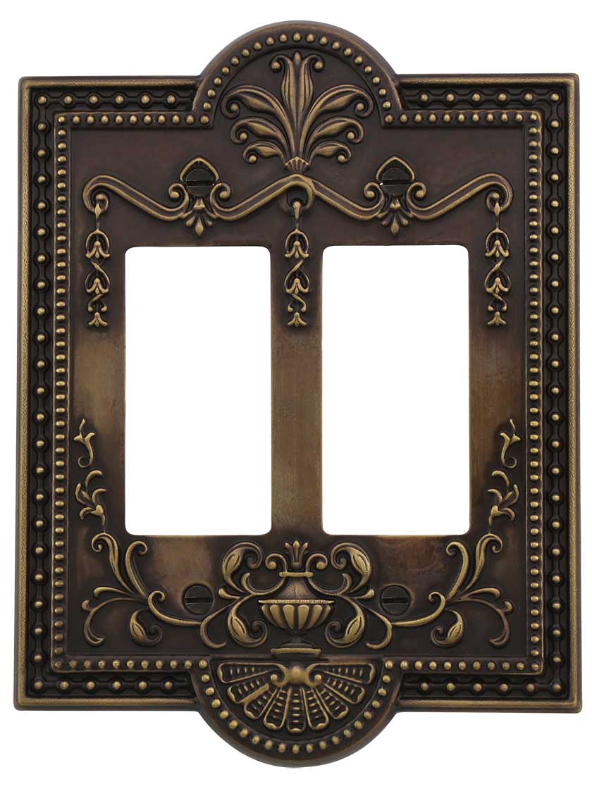 Alternate View of Como Double GFI Cover Plate in Antique-By-Hand.