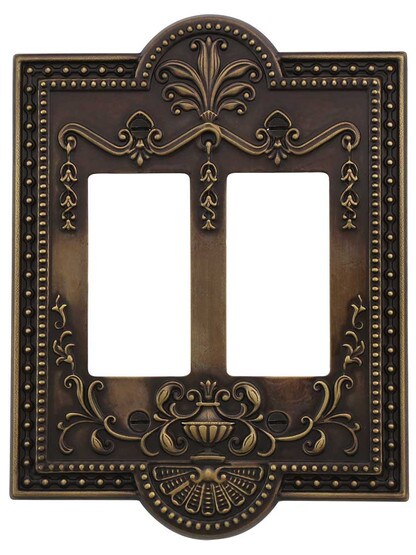 Alternate View of Como Double GFI Cover Plate in Antique-By-Hand.