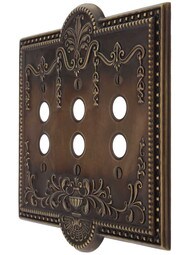 Como Triple Push Button Switch Plate in Antique-By-Hand.