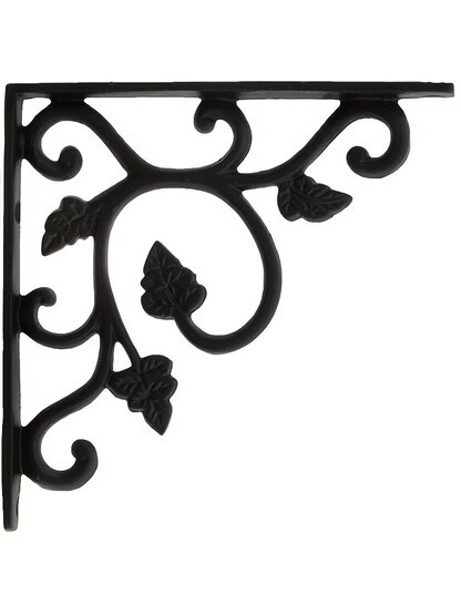 Cast Iron Shelf Bracket With Vine Pattern - 4 1/2" x 4 1/2"