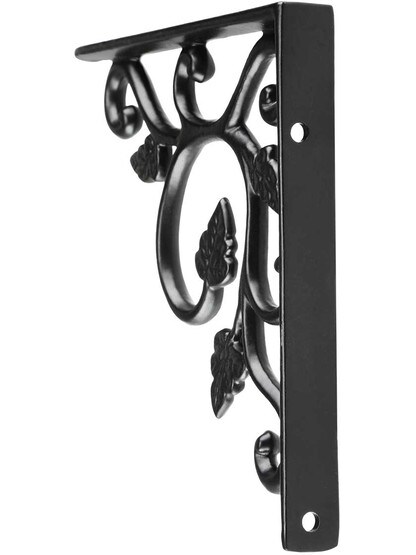 Alternate View of Cast Iron Shelf Bracket With Vine Pattern - 4 1/2 inch x 4 1/2 inch.