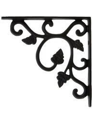 Cast Iron Shelf Bracket With Vine Pattern - 4 1/2" x 4 1/2"