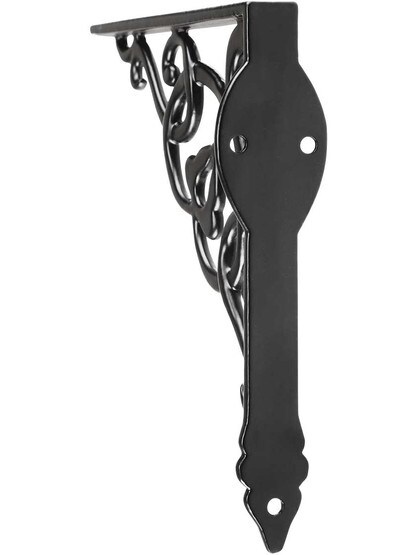 Alternate View of Cast-Iron Shelf Bracket with Vine Pattern - 5 1/8 inch x 5 inch.