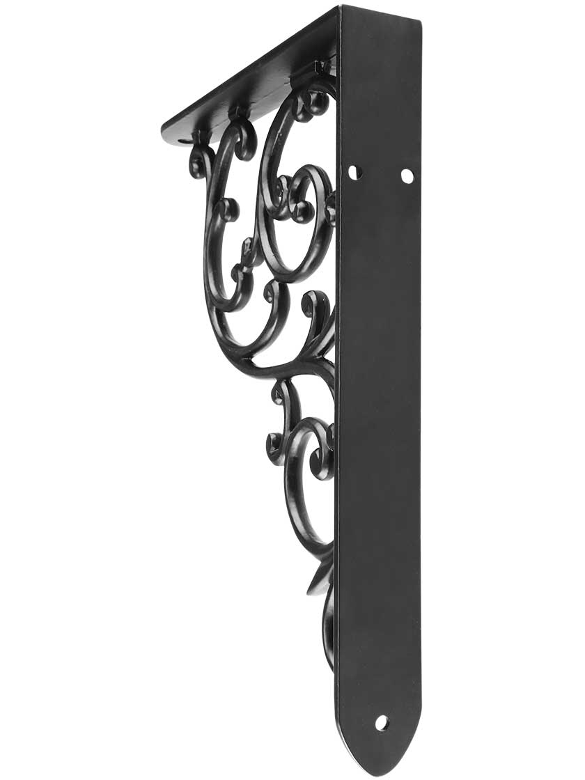Alternate View of Cast Iron Swirl Shelf Bracket In Matte Black - 10 1/8 inch x 8 inch.