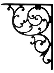 Cast Iron Swirl Shelf Bracket In Matte Black - 10 1/8" x 8"