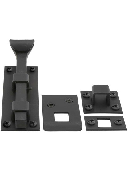Alternate View 2 of Forged Iron Surface Door Bolt With Rolled Handle.