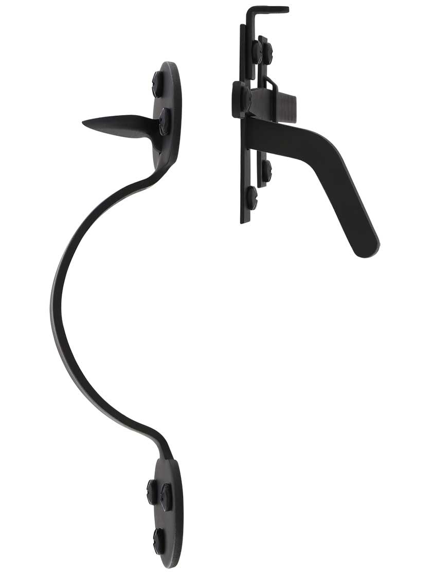 Alternate View of Smooth Iron 6 3/4 inch Bean Rim-Latch Set.