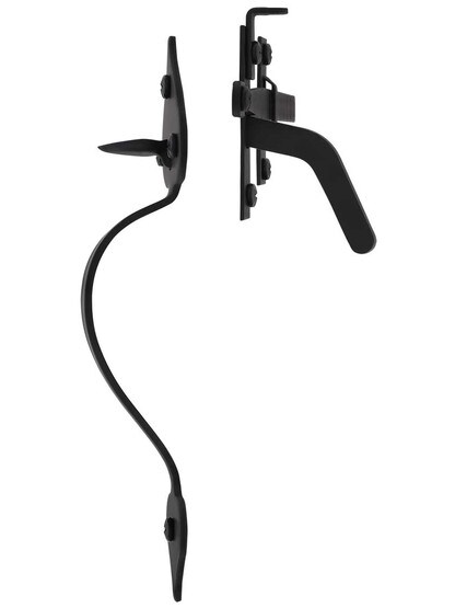 Alternate View of Smooth Iron 12 1/4 inch Heart Rim-Latch Set.