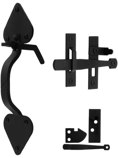 Alternate View 4 of Smooth Iron 12 1/4 inch Heart Rim-Latch Set.